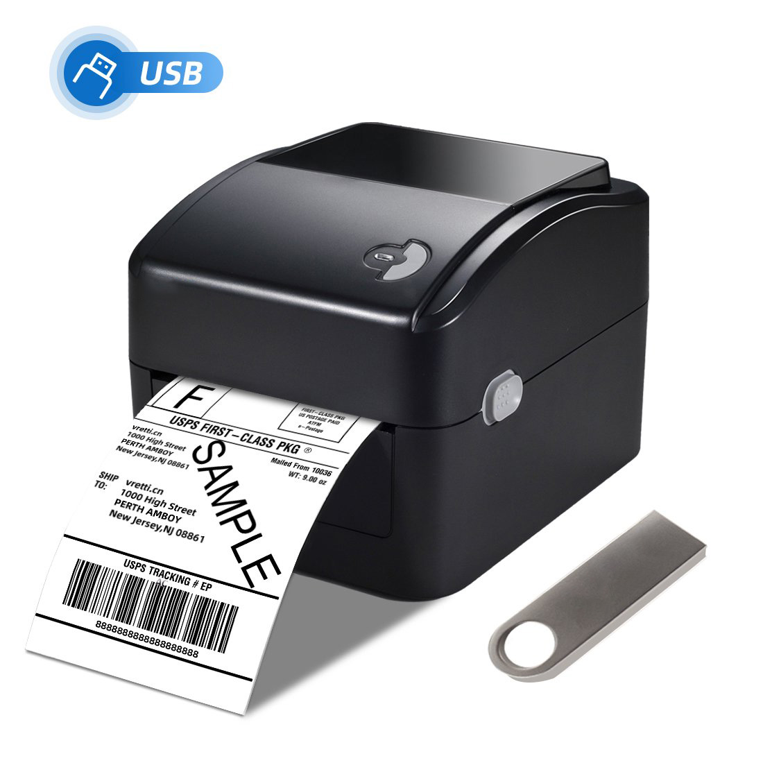 Black 4 x 6 Thermal Shipping Label Printer, Label Printer for Shipping Packages, Compatible with Shopify, USPS, Fedex.