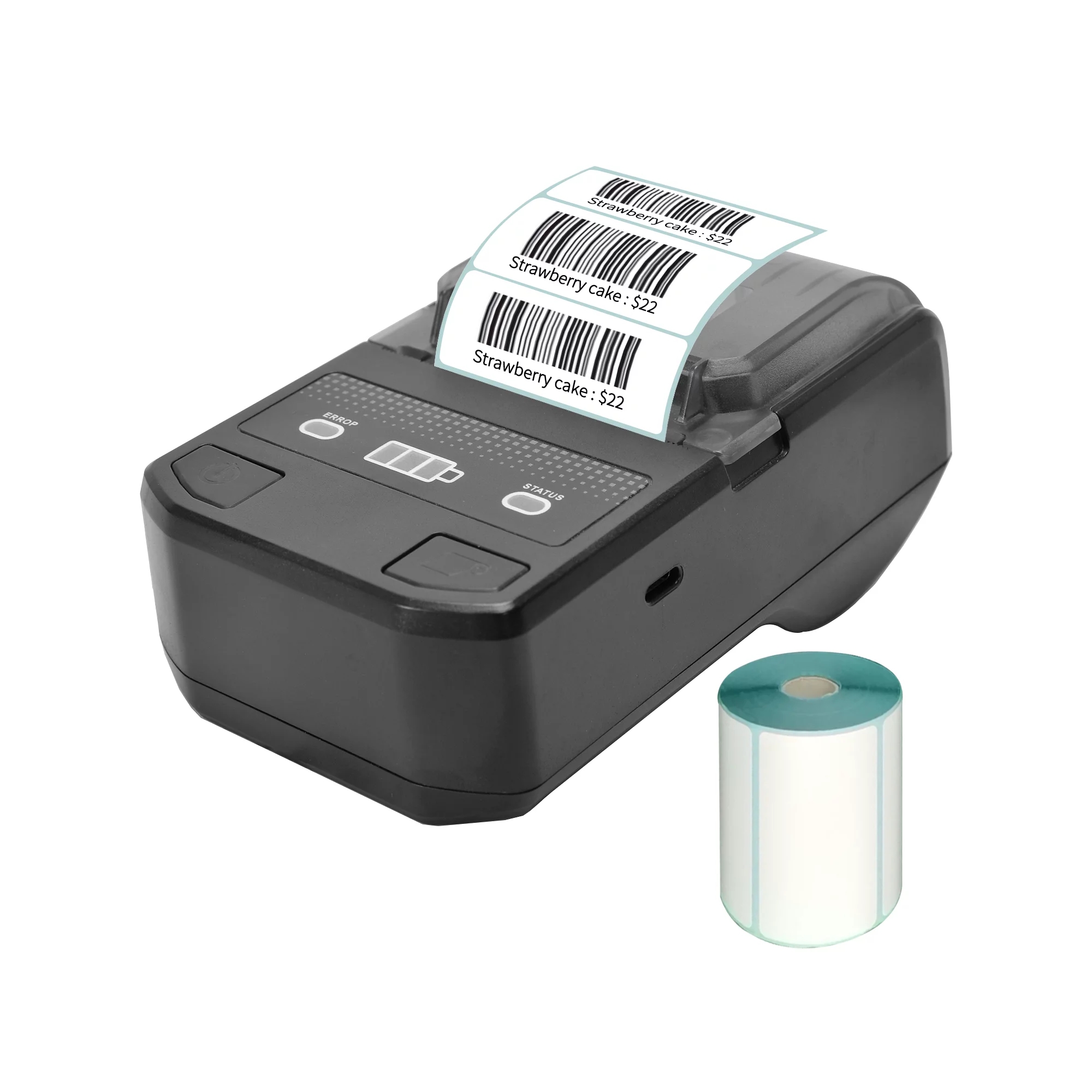 Portable 58mm Thermal Label Maker Wireless BT Mini Label Printer Barcode Printer with Rechargeable Battery Compatible with Android iOS Windows for Retail Clothing Jewelry Price Warehouse L