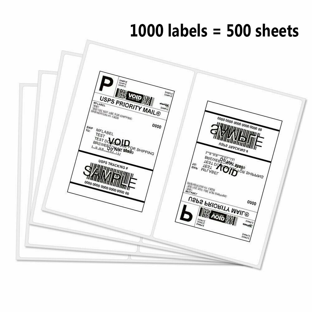 Shipping Labels with Rounded Corner, Half Sheet Self Adhesive Shipping Address Labels for Laser and Inkjet Printer, 1000 Labels(8.27" x 5.32")
