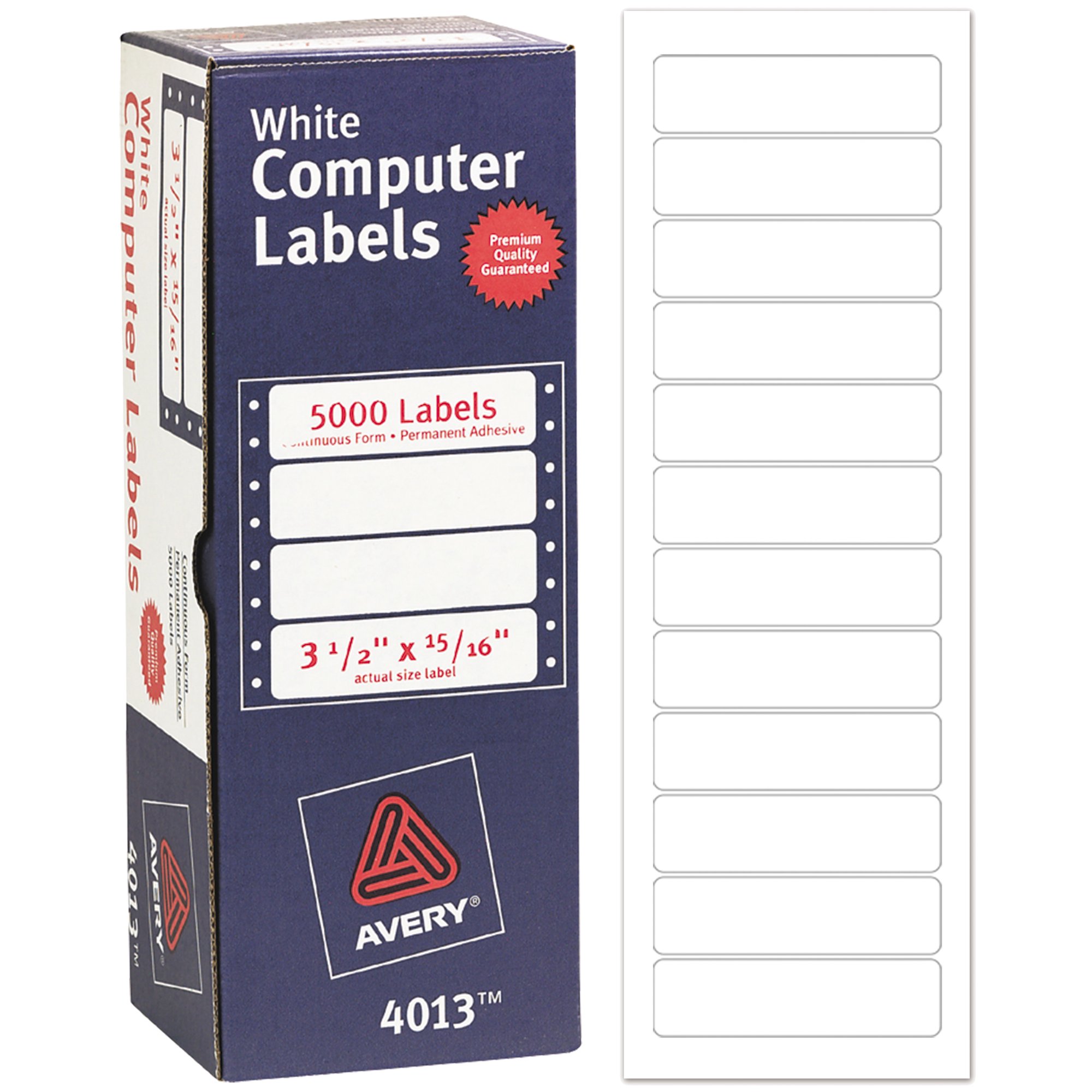 Dot Matrix Printer Address Labels, 15/16" x 3 1/2", 5,000 White Labels (4013)